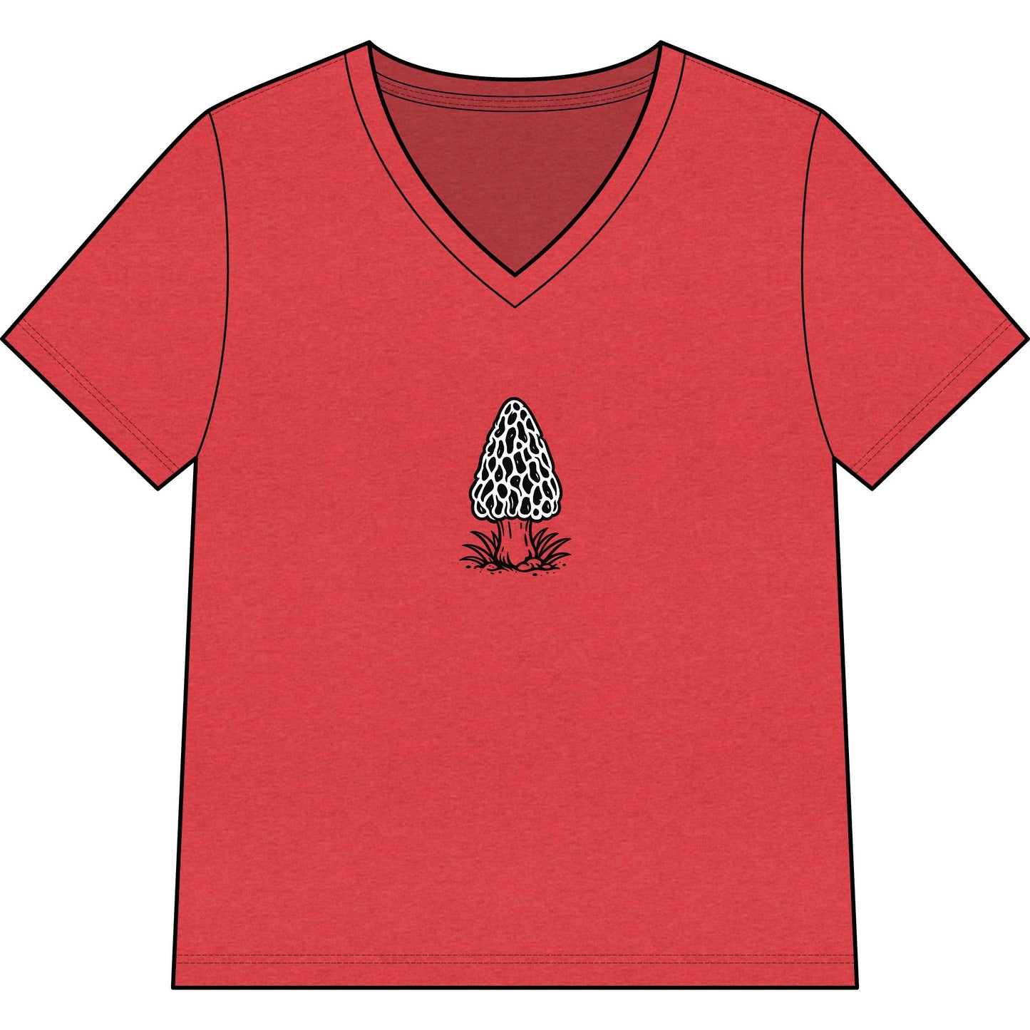 Morel Mushroom Illustration V-Neck Tee