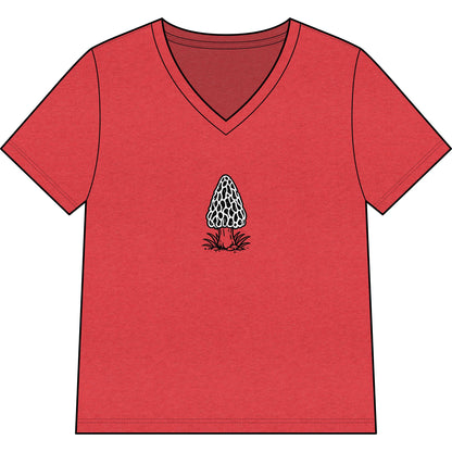 Morel Mushroom Illustration V-Neck Tee