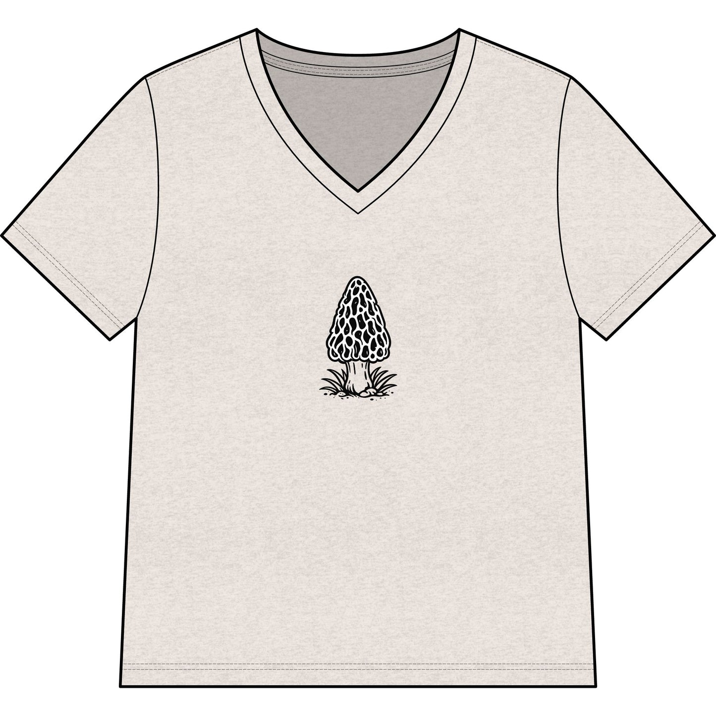 Morel Mushroom Illustration V-Neck Tee