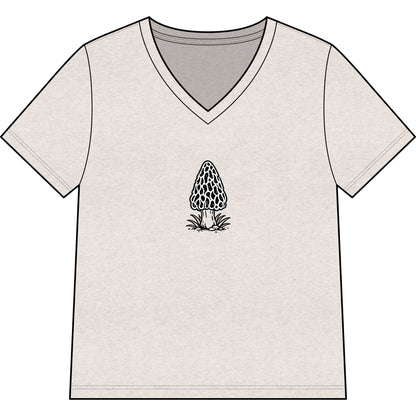 Morel Mushroom Illustration V-Neck Tee