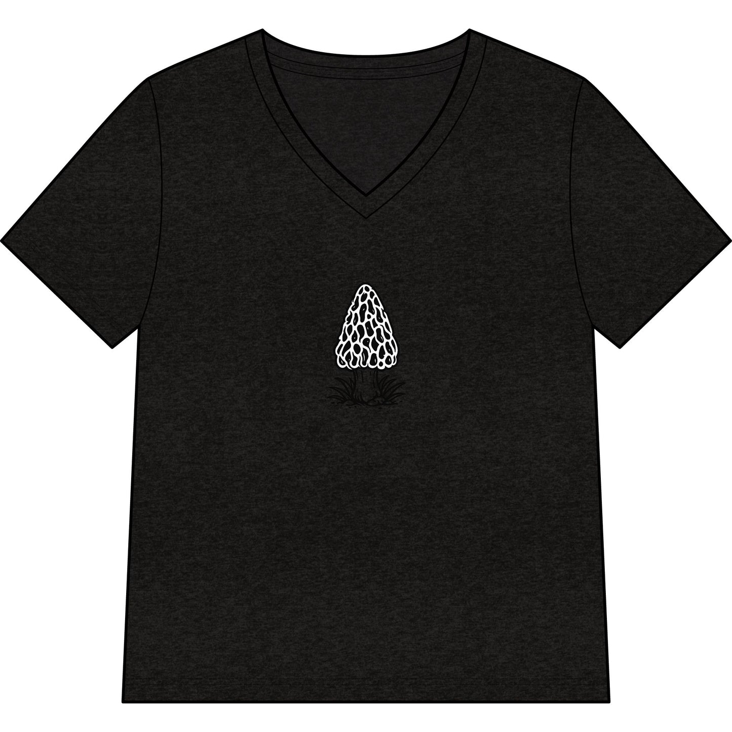 Morel Mushroom Illustration V-Neck Tee