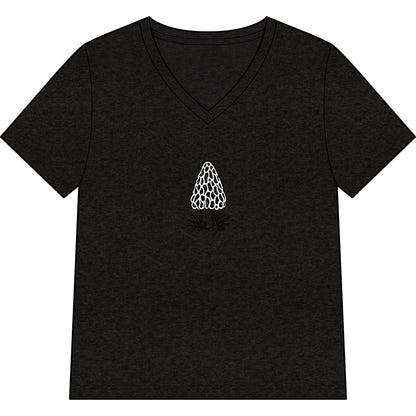 Morel Mushroom Illustration V-Neck Tee
