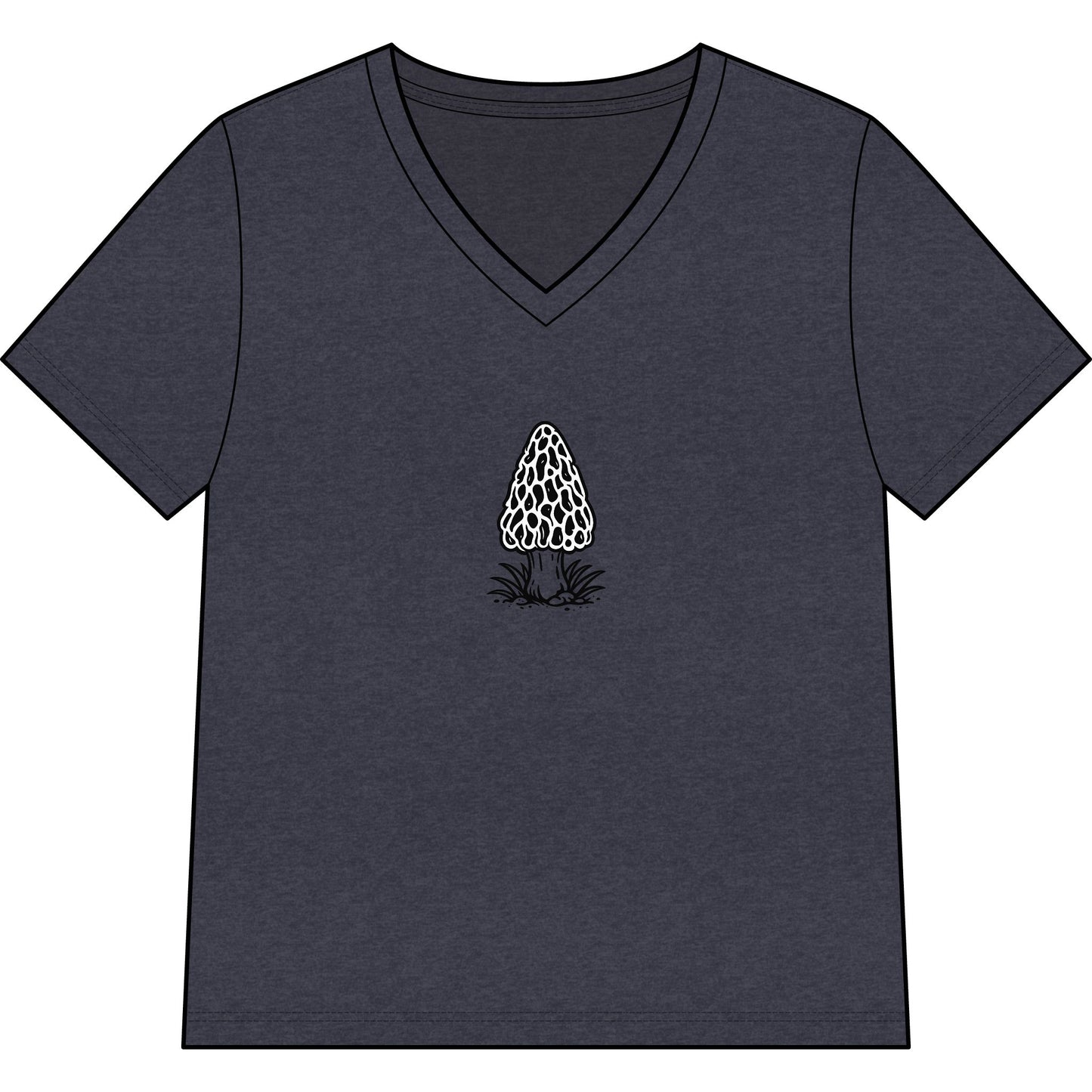 Morel Mushroom Illustration V-Neck Tee