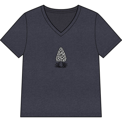 Morel Mushroom Illustration V-Neck Tee