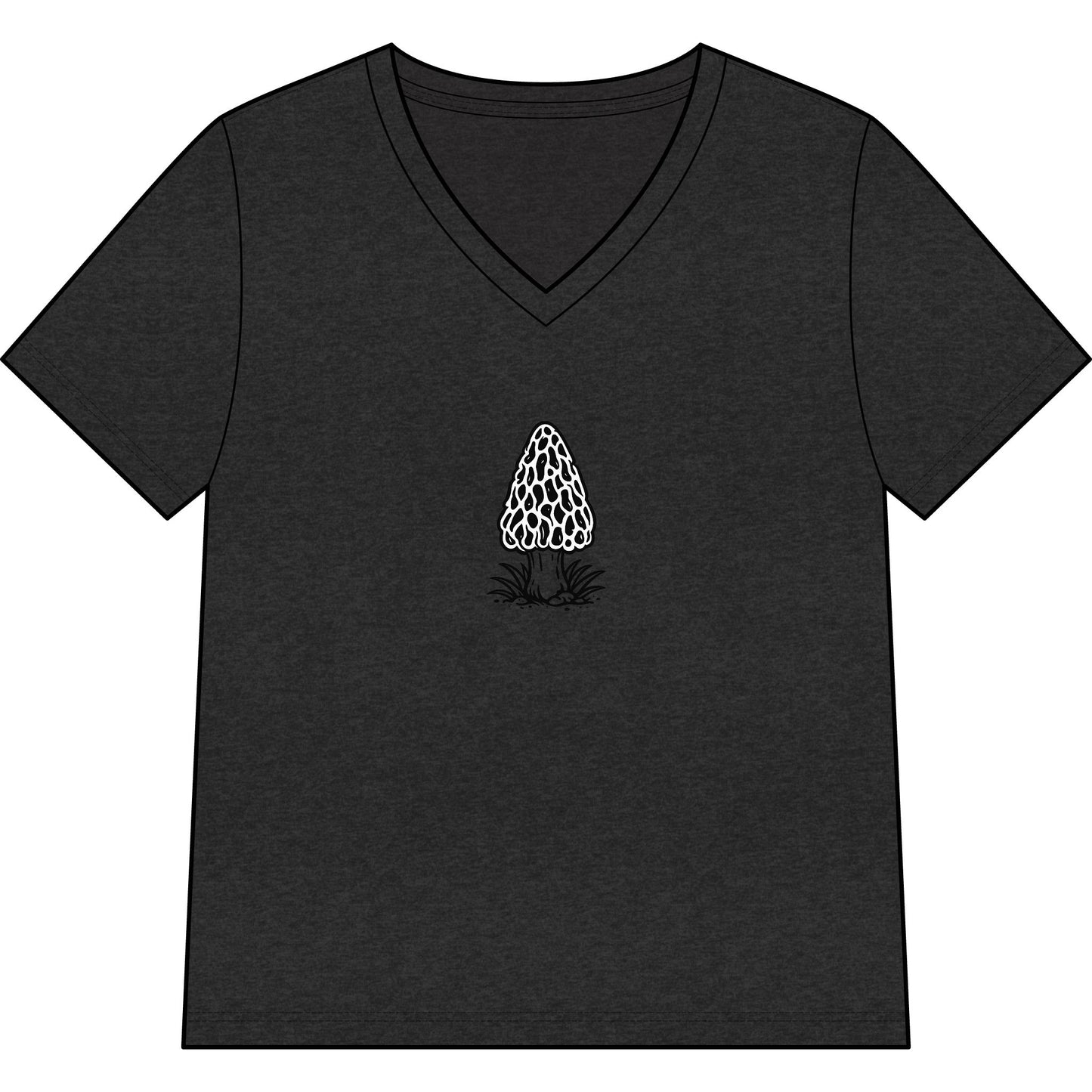 Morel Mushroom Illustration V-Neck Tee