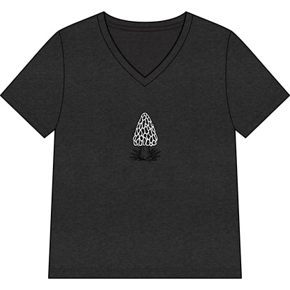 Morel Mushroom Illustration V-Neck Tee