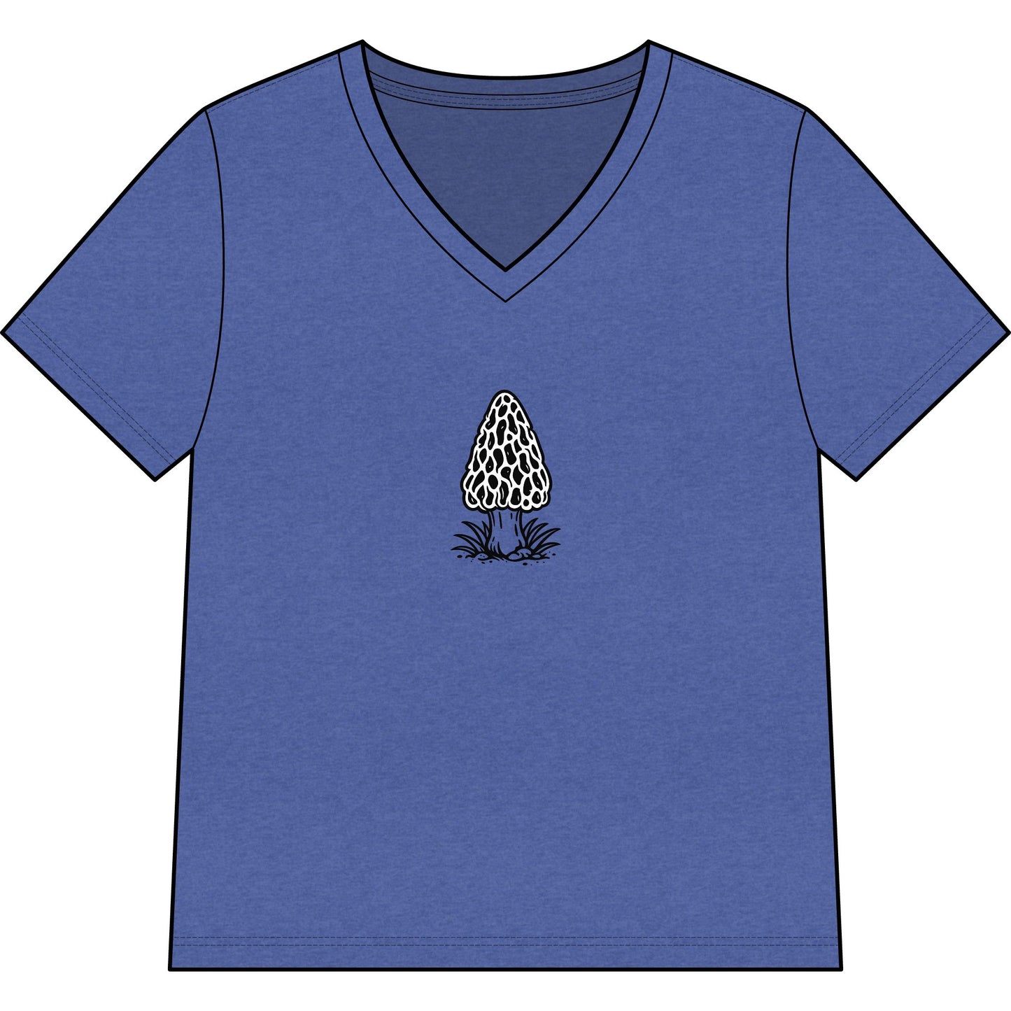 Morel Mushroom Illustration V-Neck Tee