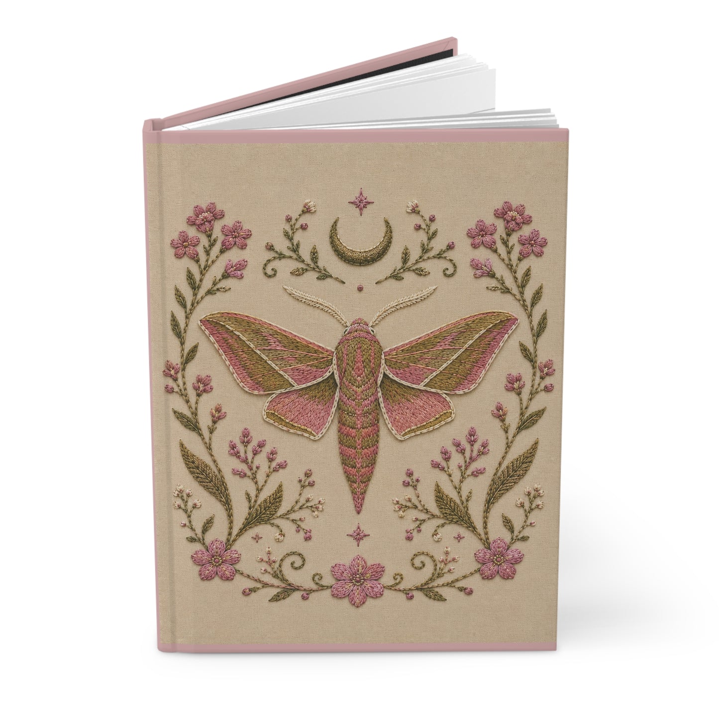 Elephant Hawk Moth on Cream Hardcover Lined Journal