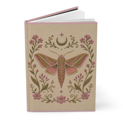 Elephant Hawk Moth on Cream Hardcover Lined Journal