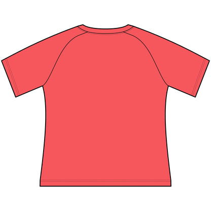 T-Shirt, Short Sleeve Boxy Crew Neck Cropped - Coral Reef