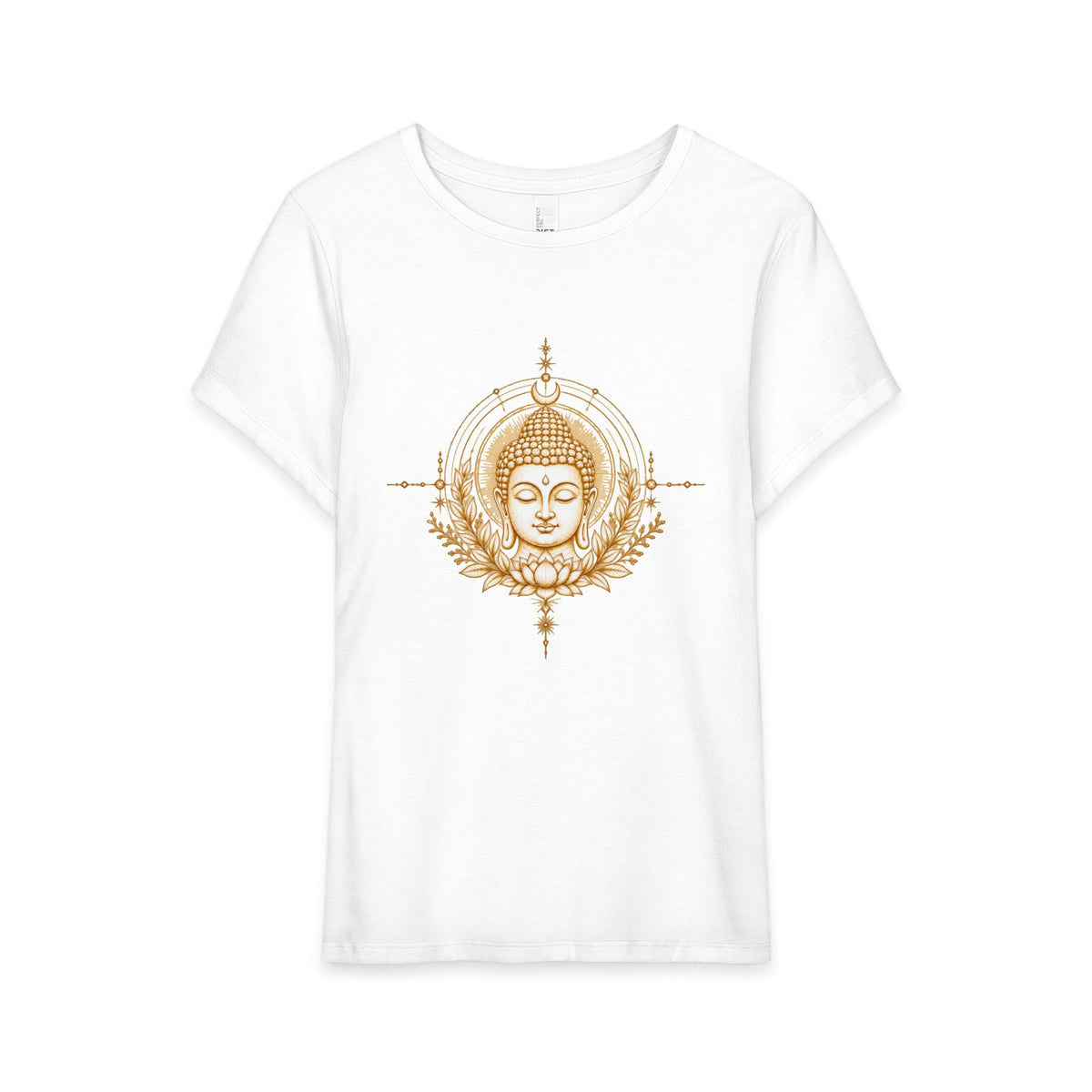T-Shirt, Short Sleeve Wide Neck Relaxed Fit - Buddha Mandala
