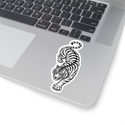 Sticker,  Kiss-Cut - Black & White Leaping Tiger