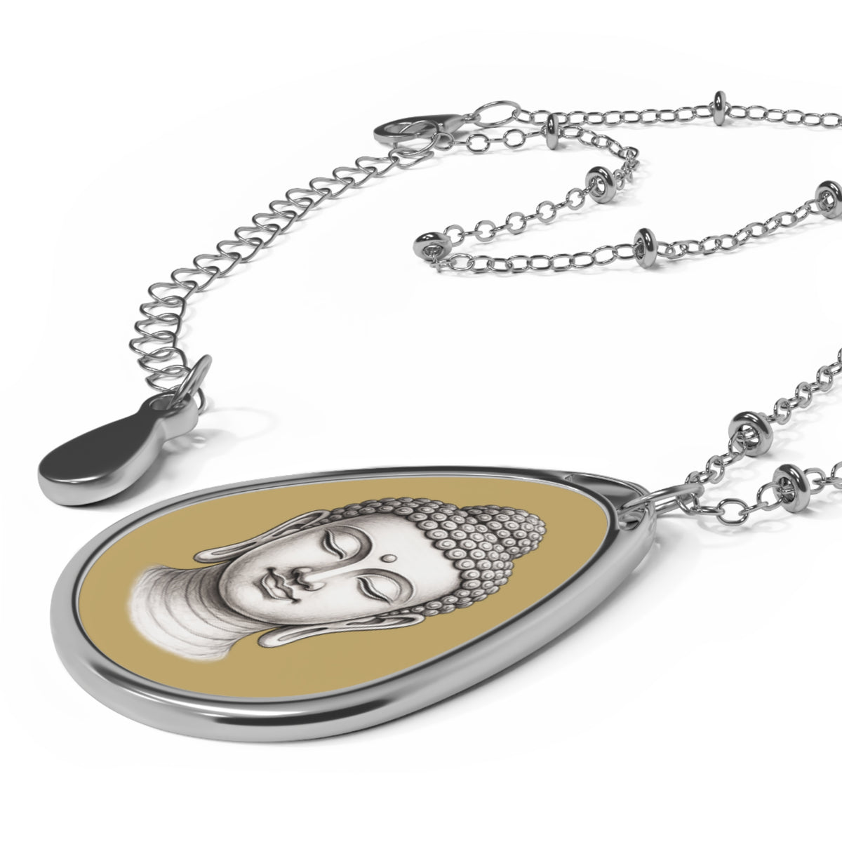 Pendant Necklace, Oval - Buddha Head