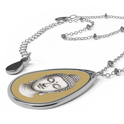 Pendant Necklace, Oval - Buddha Head
