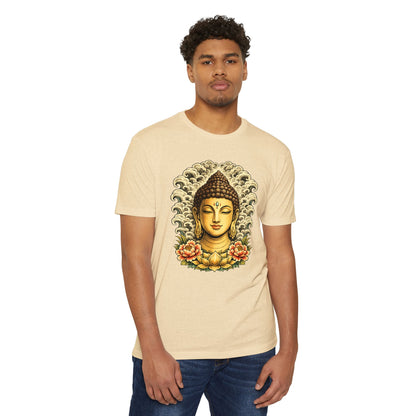 T-Shirt, Short Sleeve Boxy Crew Neck - Buddha Head Floral