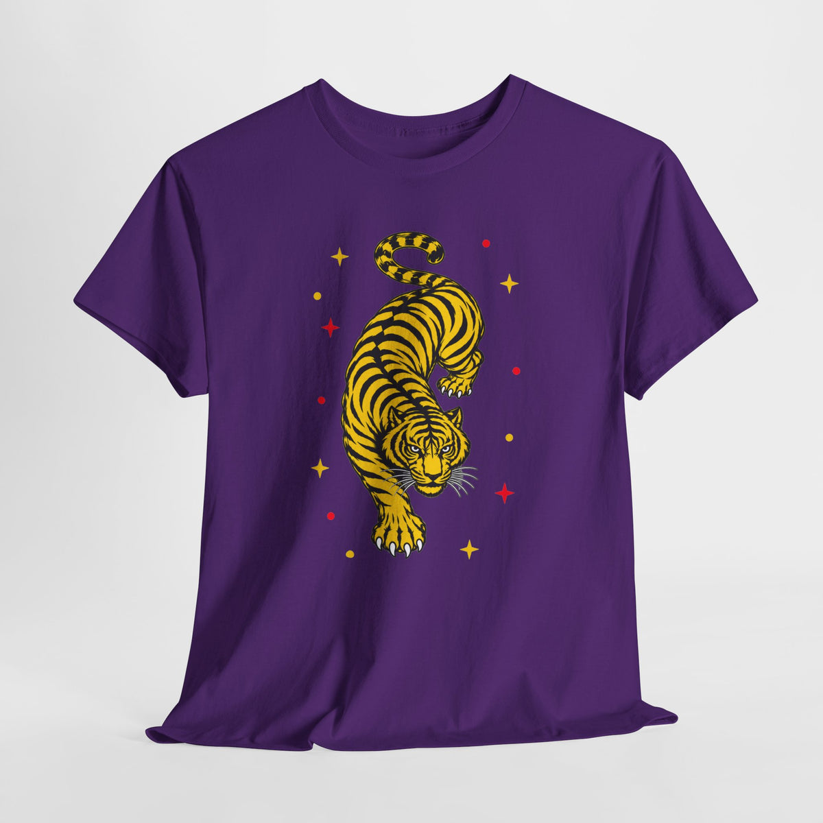 T-Shirt, Short Sleeve Boxy Crewneck - Yellow Tiger