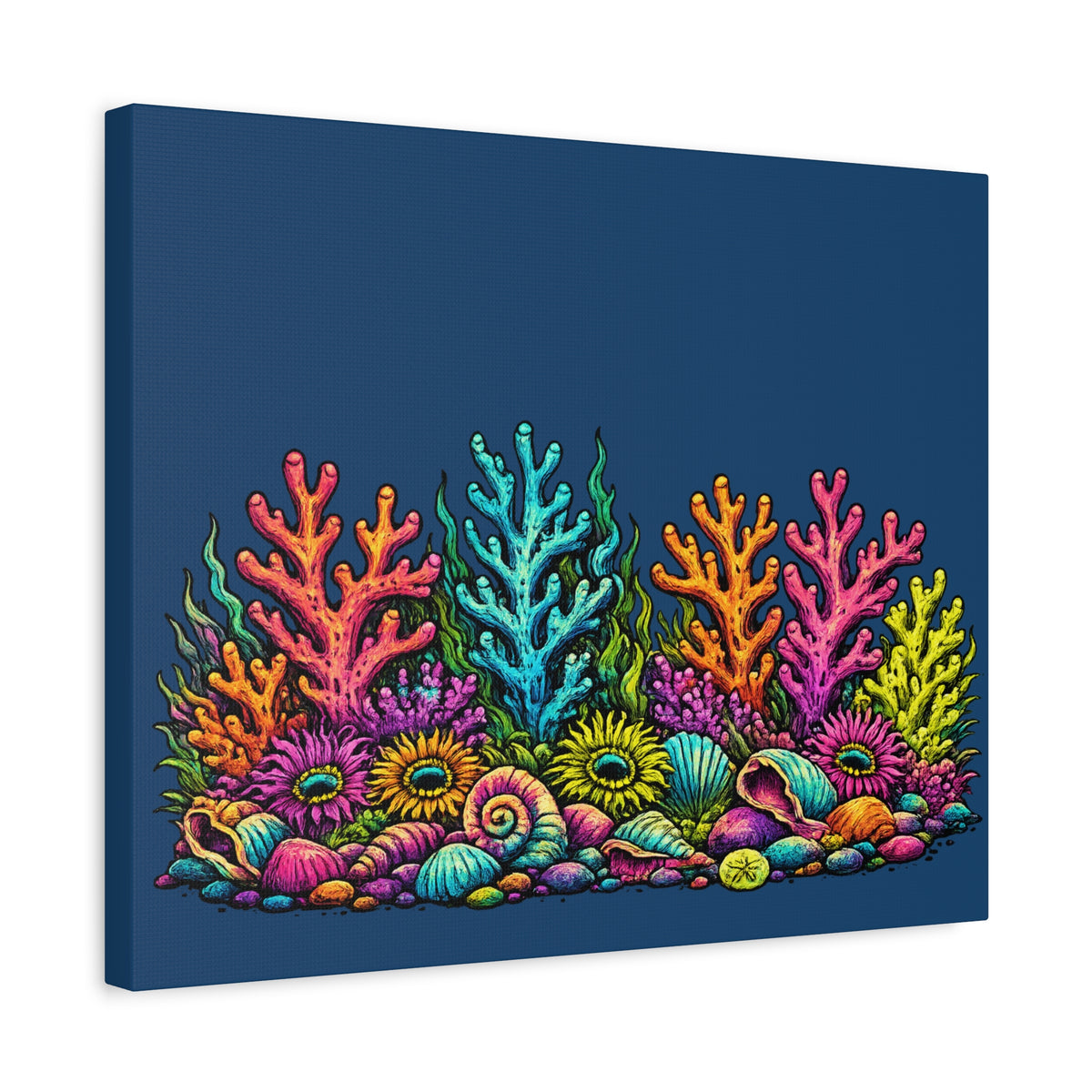 Canvass Art Print - Coral Reef (navy blue)