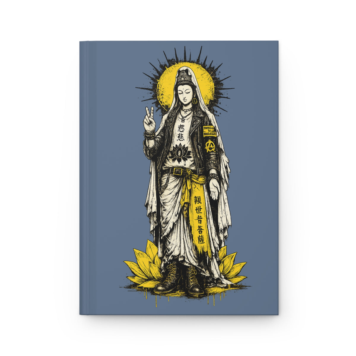 Journal Notebook, Hardcover Lined - Punk Kwan Yin Lotus