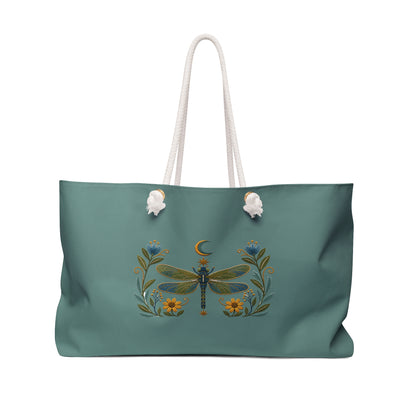 Tote, Weekender Travel  Bag - Boho Embroidered Dragonfly