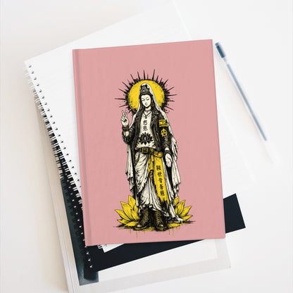 Journal Notebook, Hardcover Blank - Punk Kwan Yin Lotus (pink)