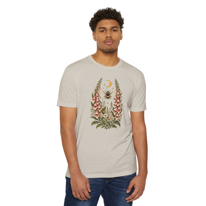 T-Shirt, Short Sleeve Boxy Crew Neck - Bee & Foxglove Vintage Floral Moon