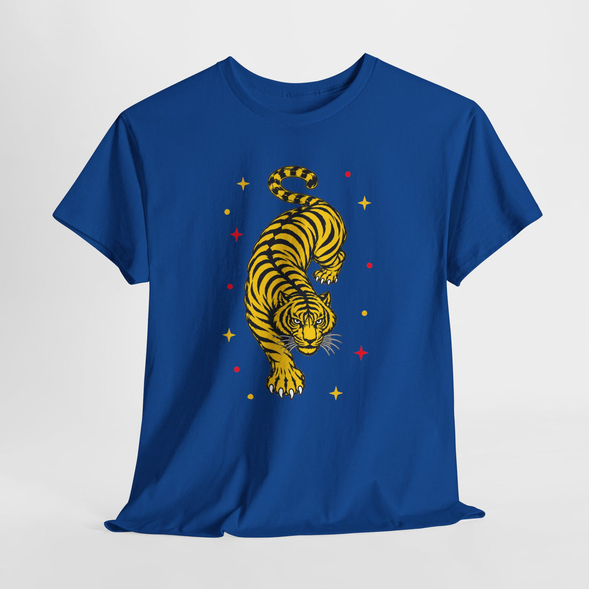 T-Shirt, Short Sleeve Boxy Crewneck - Yellow Tiger