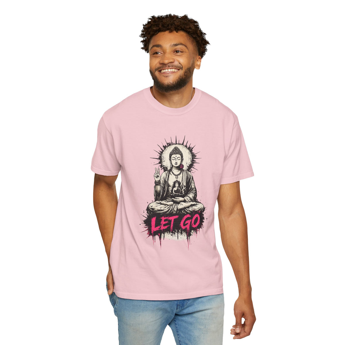 T-Shirt, Short Sleeve Boxy Crew Neck - Buddha "Let Go"