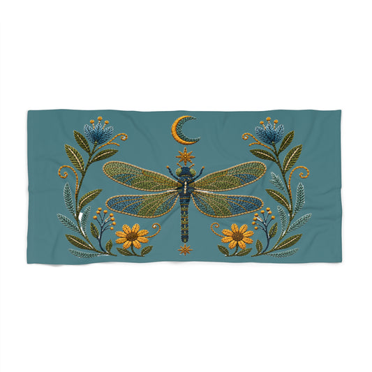 Dragonfly Moon Beach Towel