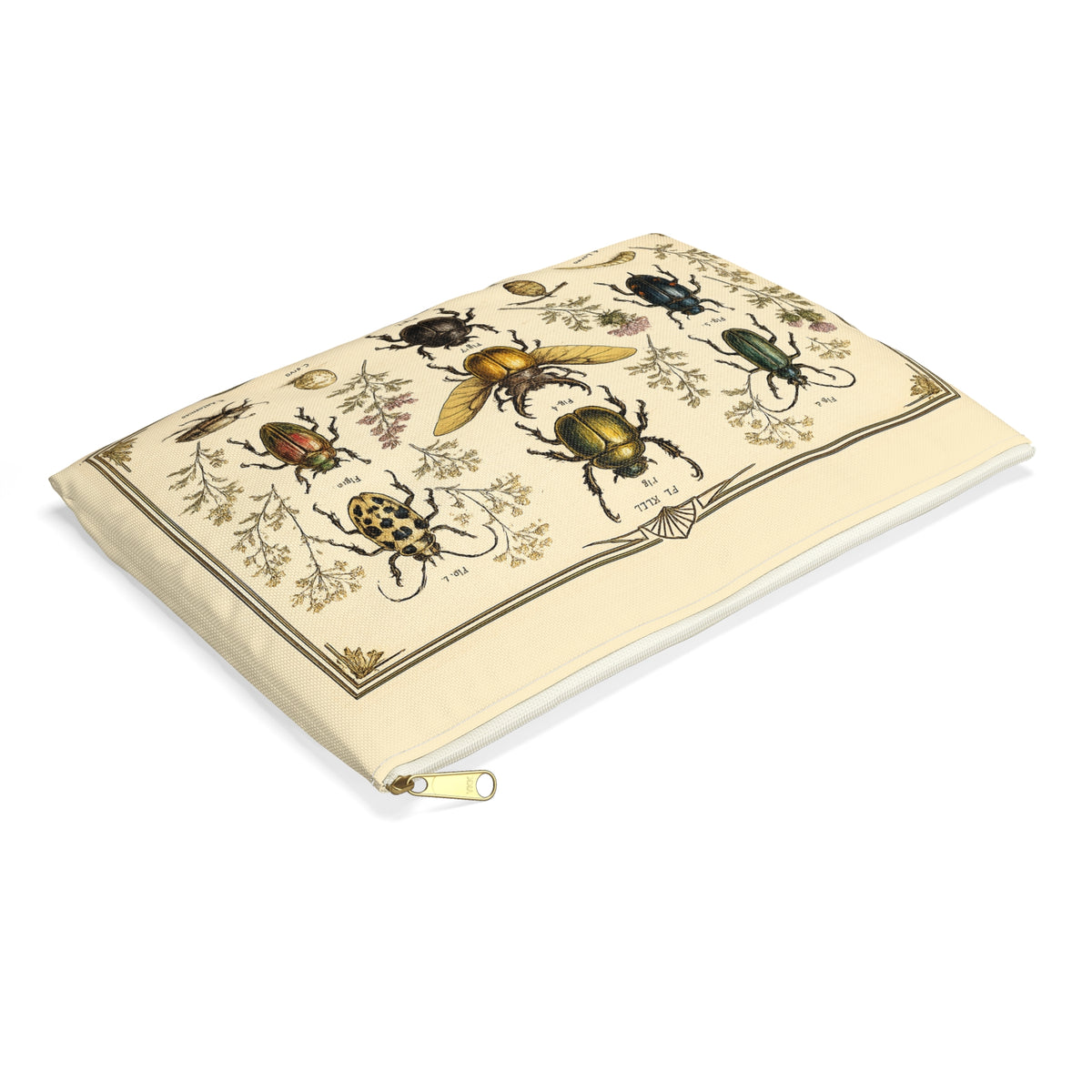 Pouch/Accessory Bag - Vintage Entomology Botanical Beetles
