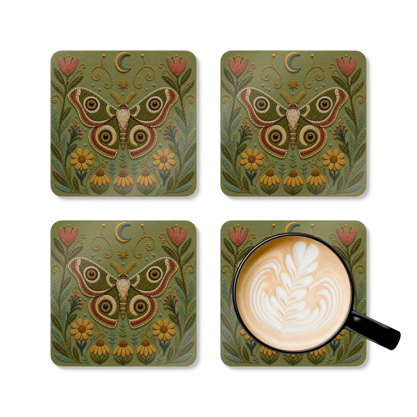 Madagascar Bullseye Moth Cork Coaster (Set of 4)