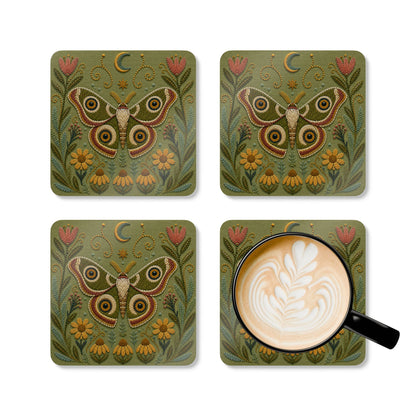 Madagascar Bullseye Moth Cork Coaster (Set of 4)