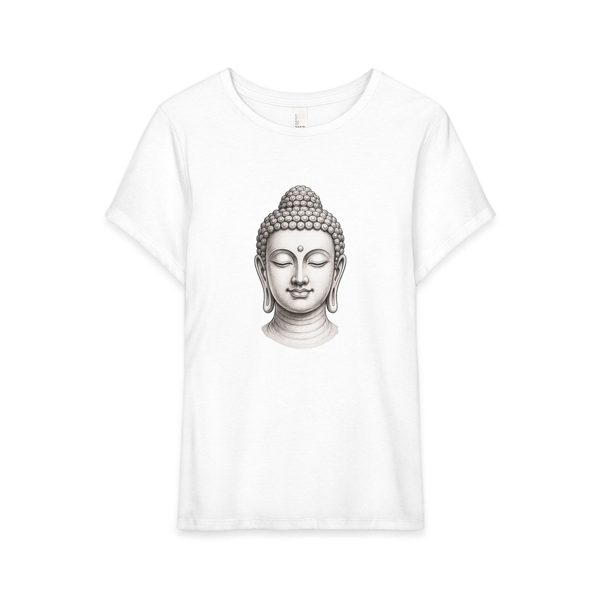 T-Shirt, Short Sleeve Wide Neck Relaxed Fit - Buddha Head