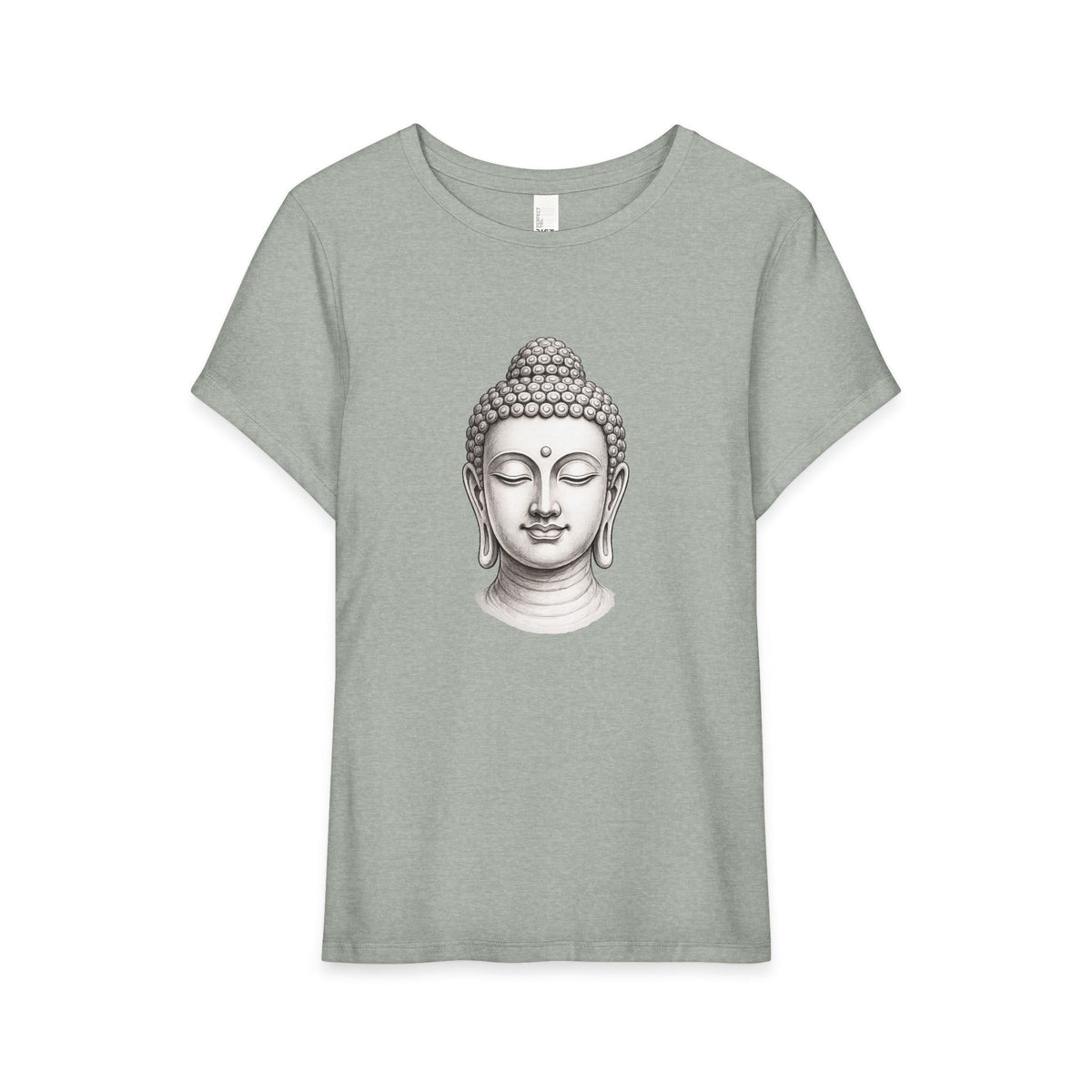 T-Shirt, Short Sleeve Wide Neck Relaxed Fit - Buddha Head