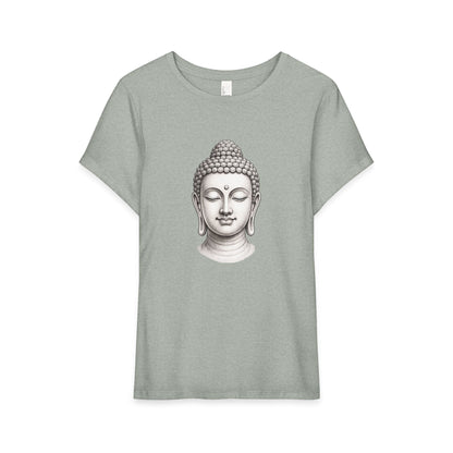 T-Shirt, Short Sleeve Wide Neck Relaxed Fit - Buddha Head