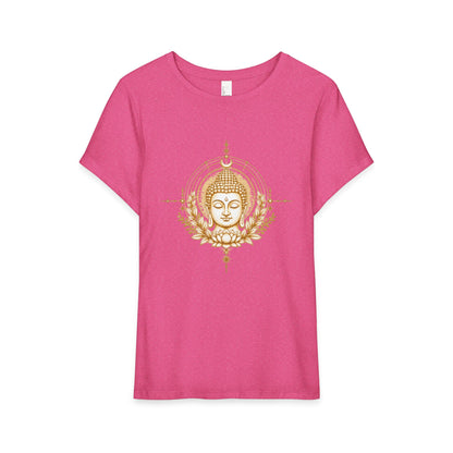 T-Shirt, Short Sleeve Wide Neck Relaxed Fit - Buddha Mandala