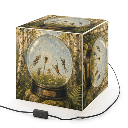 Frogs and Dandelions in a Snow Globe Cube Lamp