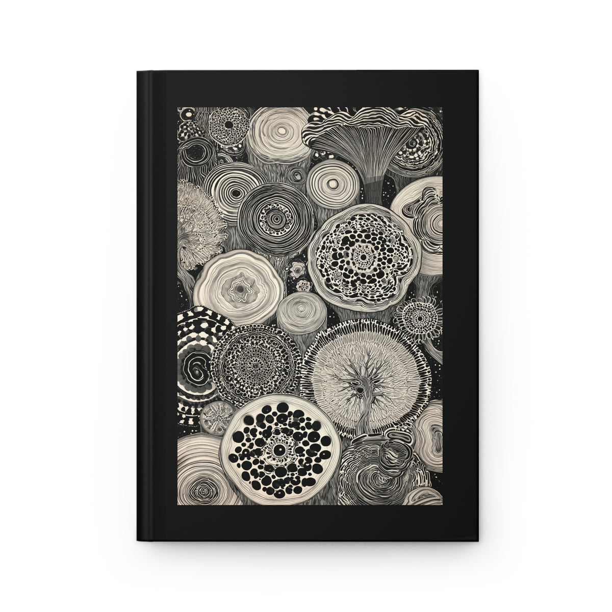 Journal Notebook, Hardcover Lined - Ring 'Round the Rings, Dark Version
