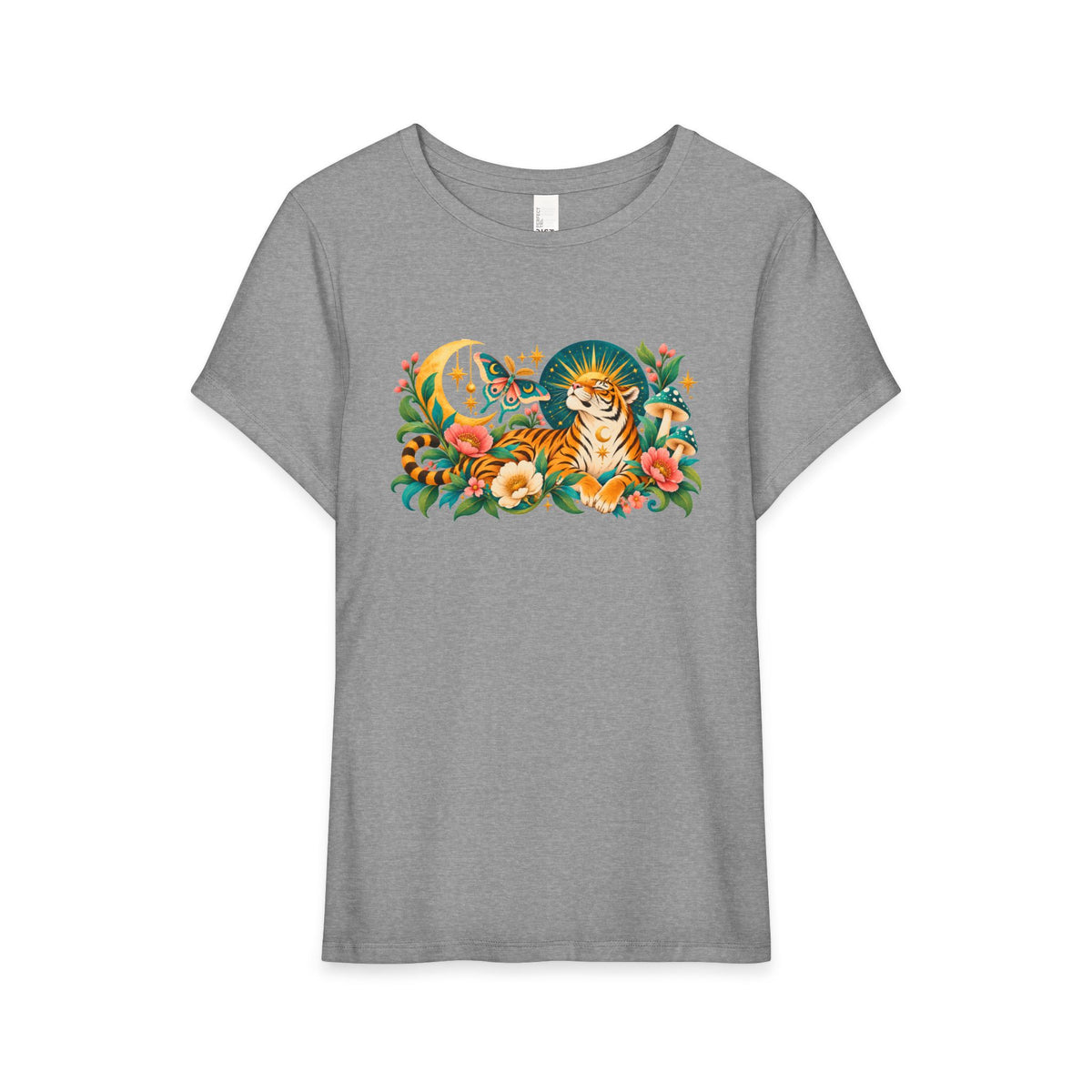 T-Shirt, Short Sleeve Wide Neck Relaxed Fit - Tiger Moon