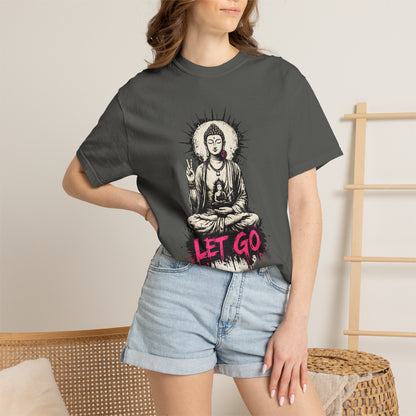 T-Shirt, Short Sleeve Boxy Crew Neck - Buddha "Let Go"