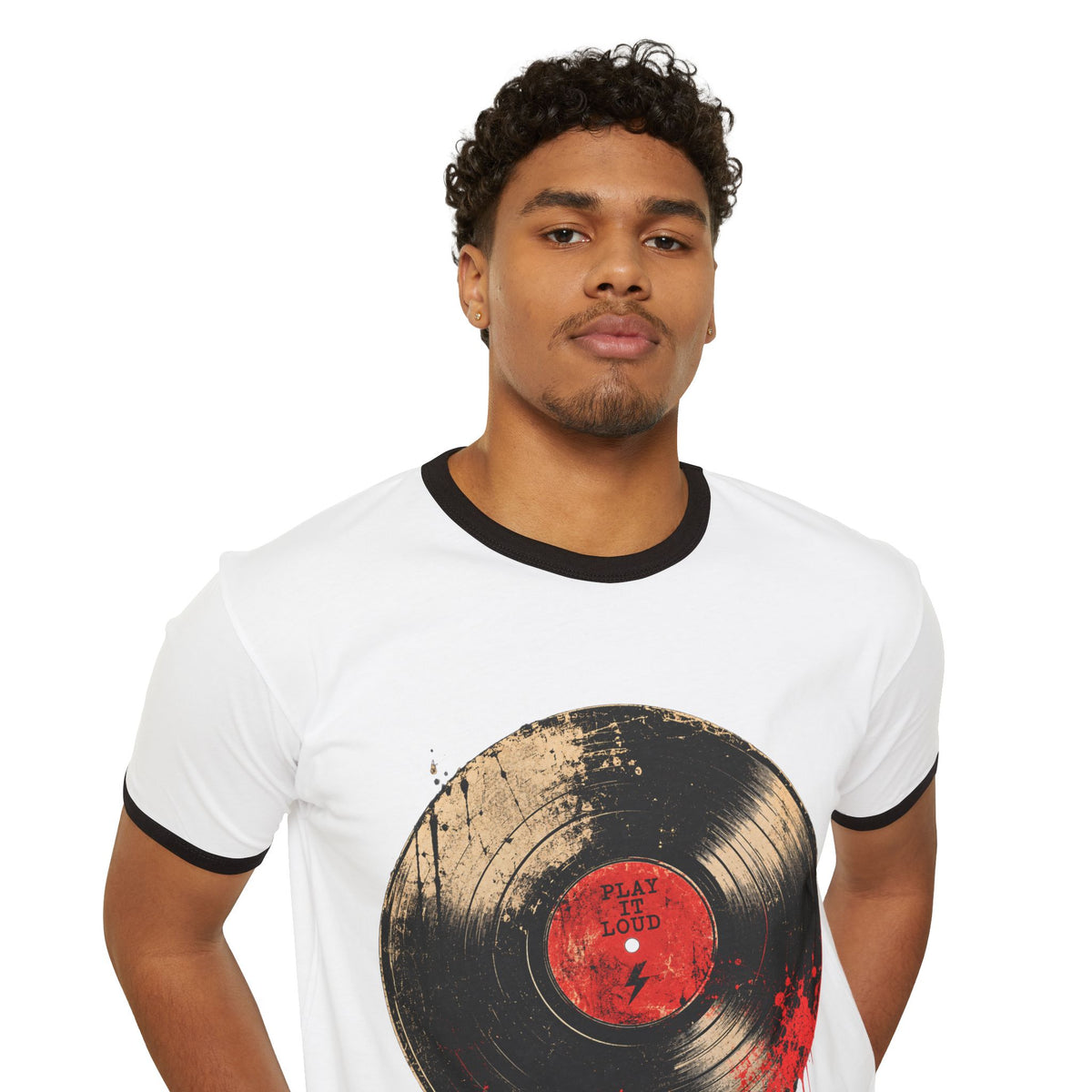 T-Shirt, Ringer - Vintage Bloody Vinyl Record