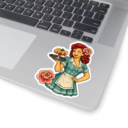 Sticker,  Kiss-Cut - Retro Pin-Up Diner Waitress