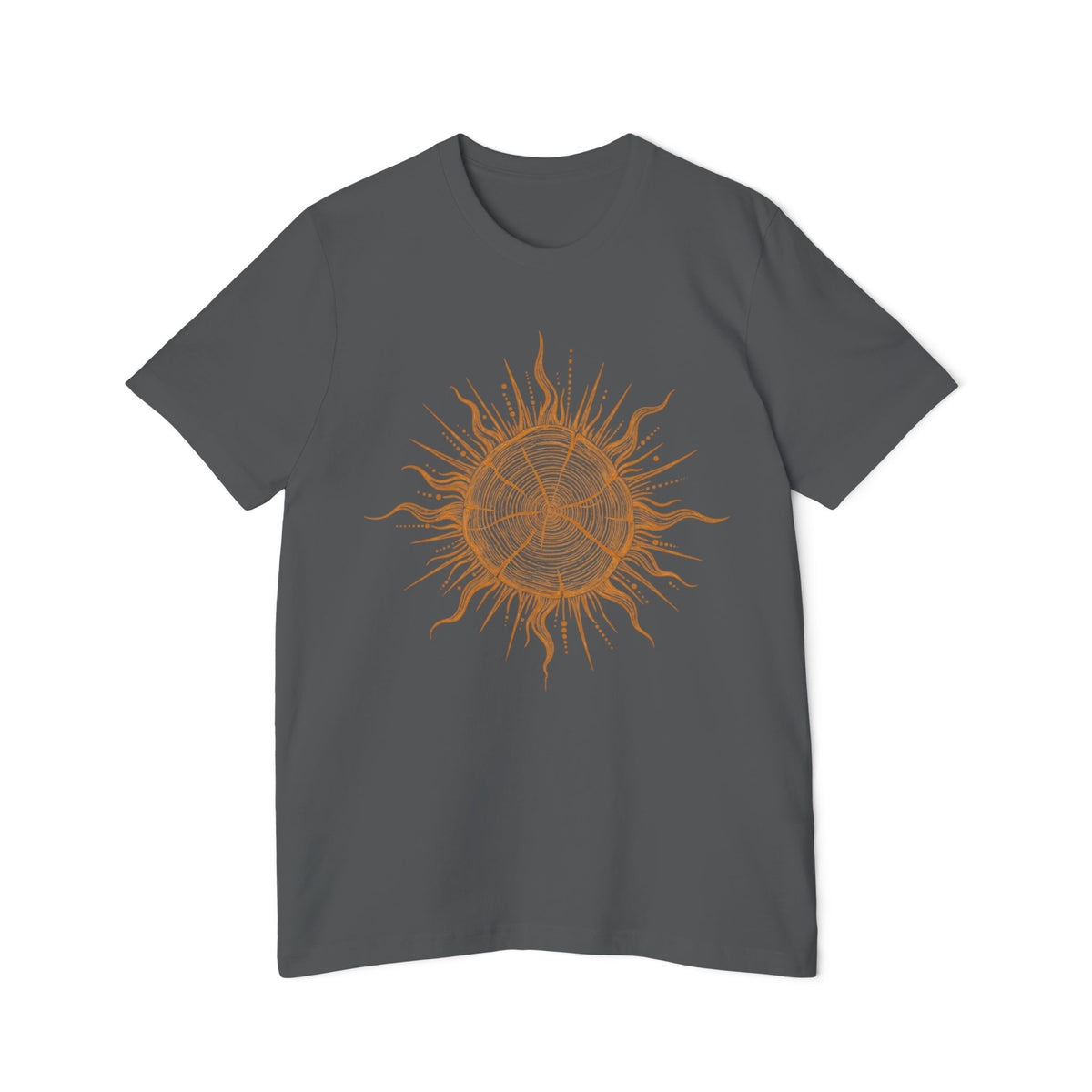 T-Shirt Short Sleeve Boxy Crew Neck - Boho Sunburst Tree Rings Line Art