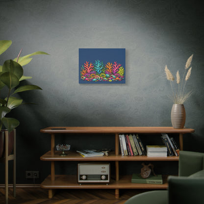 Canvass Art Print - Coral Reef (navy blue)