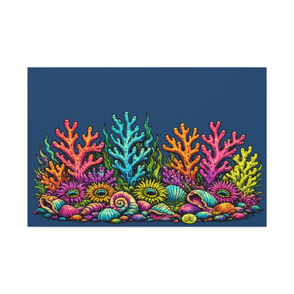 Canvass Art Print - Coral Reef (navy blue)
