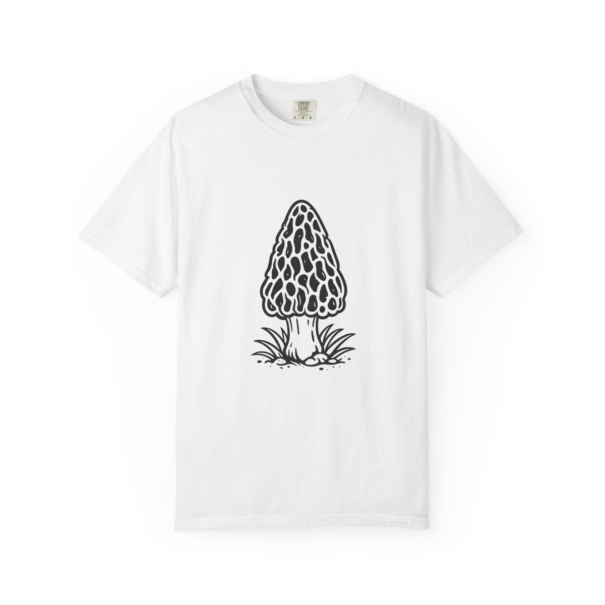 T-Shirt, Short Sleeve Boxy Crew Neck - Hand-Drawn Forager Morel Mushroom