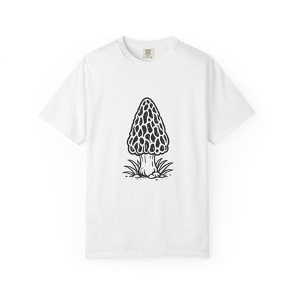 T-Shirt, Short Sleeve Boxy Crew Neck - Hand-Drawn Forager Morel Mushroom