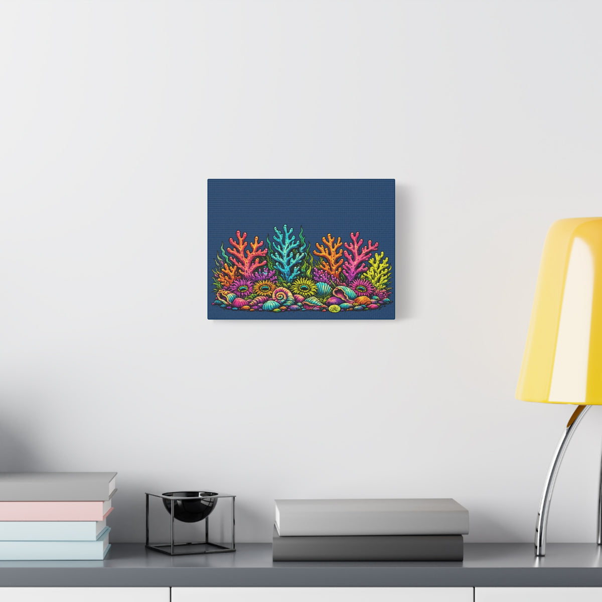 Canvass Art Print - Coral Reef (navy blue)