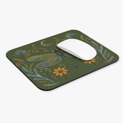 Mouse Pad - Floral Dragonfly & Moon