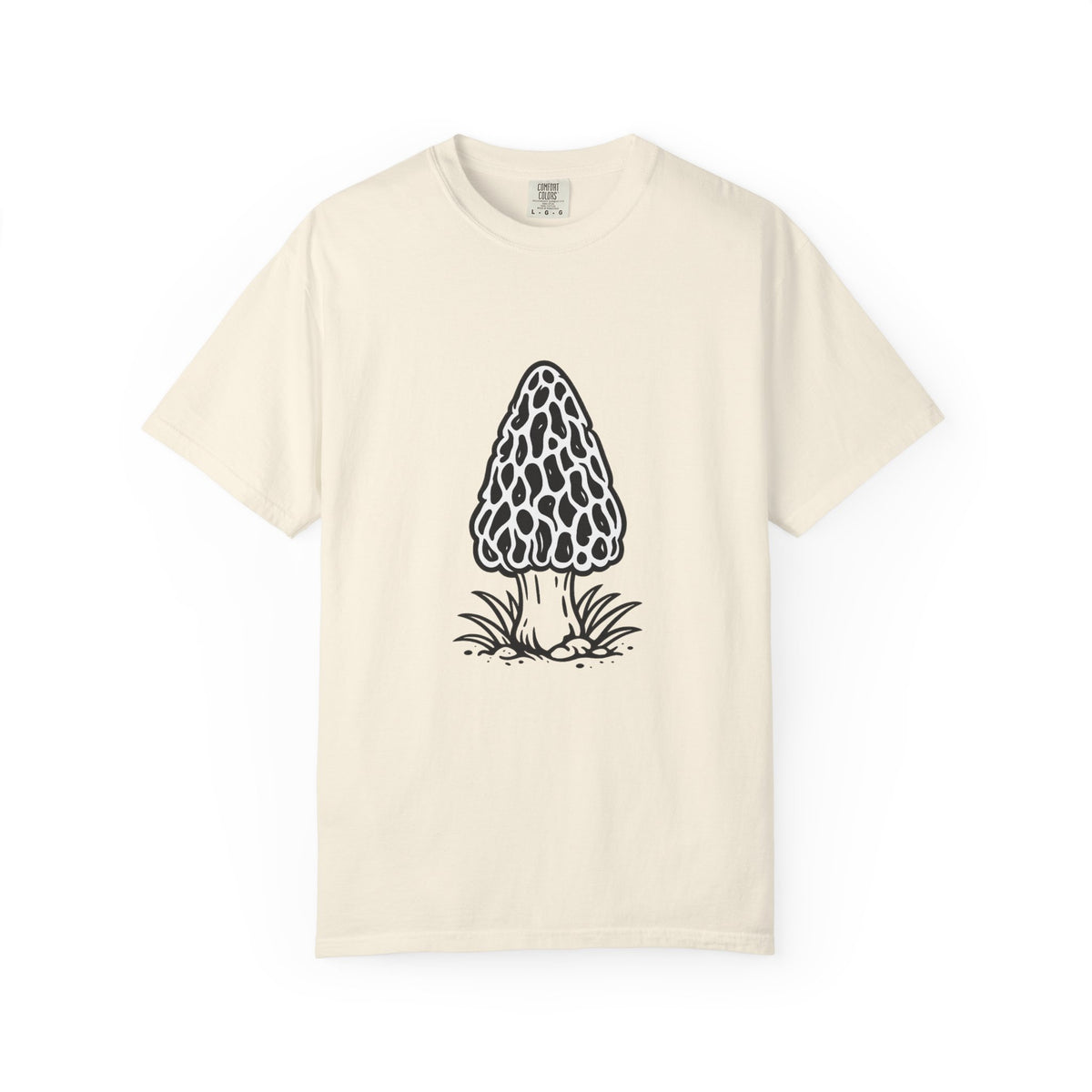 T-Shirt, Short Sleeve Boxy Crew Neck - Hand-Drawn Forager Morel Mushroom