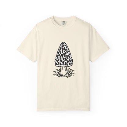 T-Shirt, Short Sleeve Boxy Crew Neck - Hand-Drawn Forager Morel Mushroom